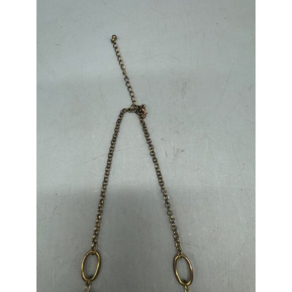 Gold-Tone Beaded Chain Necklace With Adjustable Length & Oval Links 32" READ - Picture 3 of 5